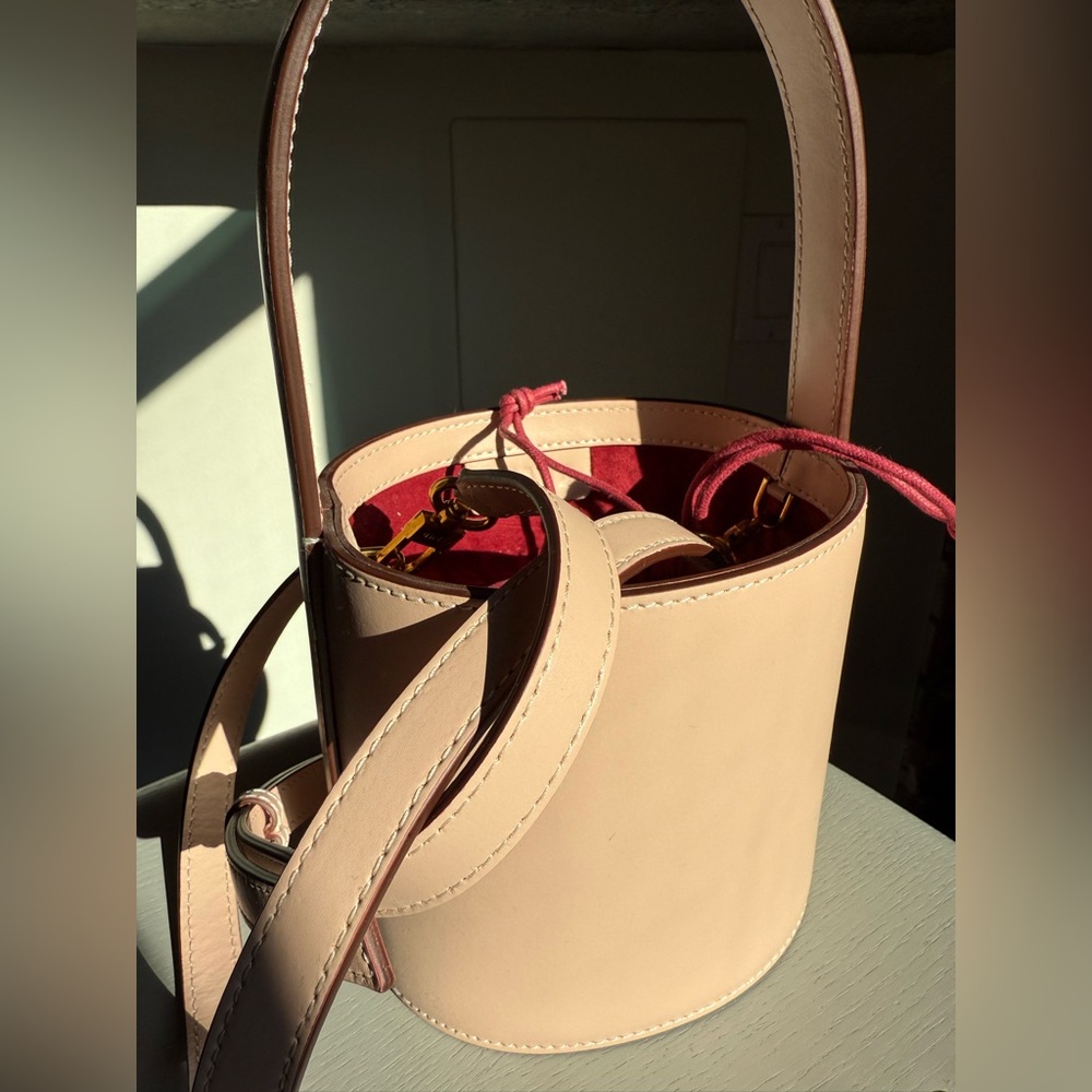 STAUD Mini Pink Bucket Crossbody Bag with Pink Drawstring - Picture 2 of 6